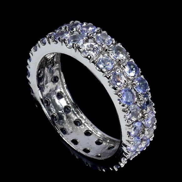 14k WHITE GOLD Round Blue Tanzanite 2.5mm Ring MSRP $525 - Picture 2 of 6
